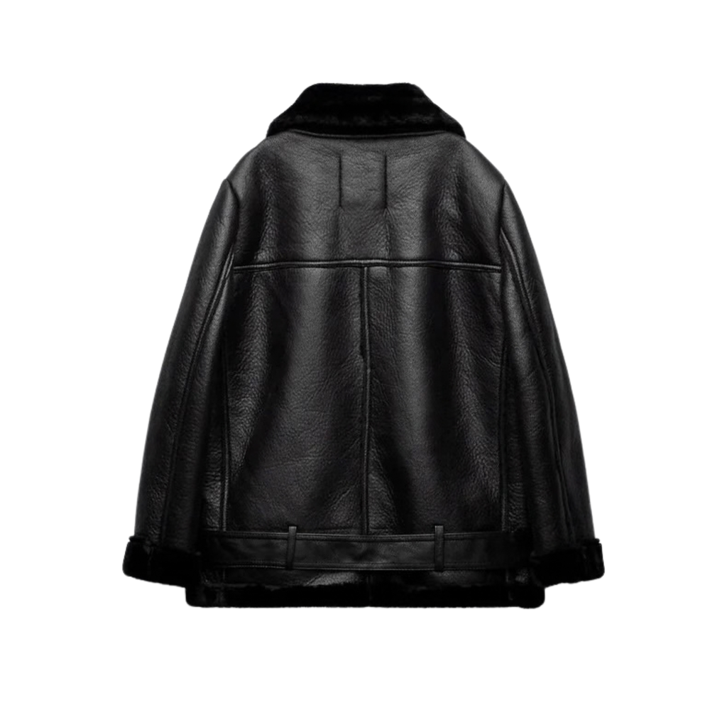 Black Leather Fur Jacket /Бэлэн/