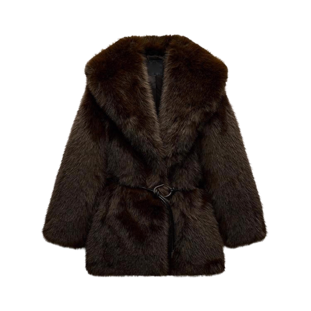 Brown Faux Fur Coat /Бэлэн/