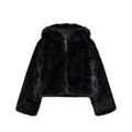 Short black faux fur hooded jacket /Бэлэн/