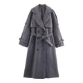 Double-Breasted Belted Coat With Tabs
