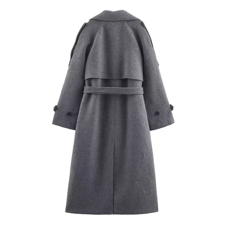 Double-Breasted Belted Coat With Tabs