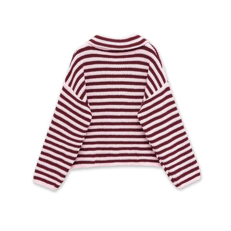 Striped Knit Zip-Up Cardigan /ZARA/