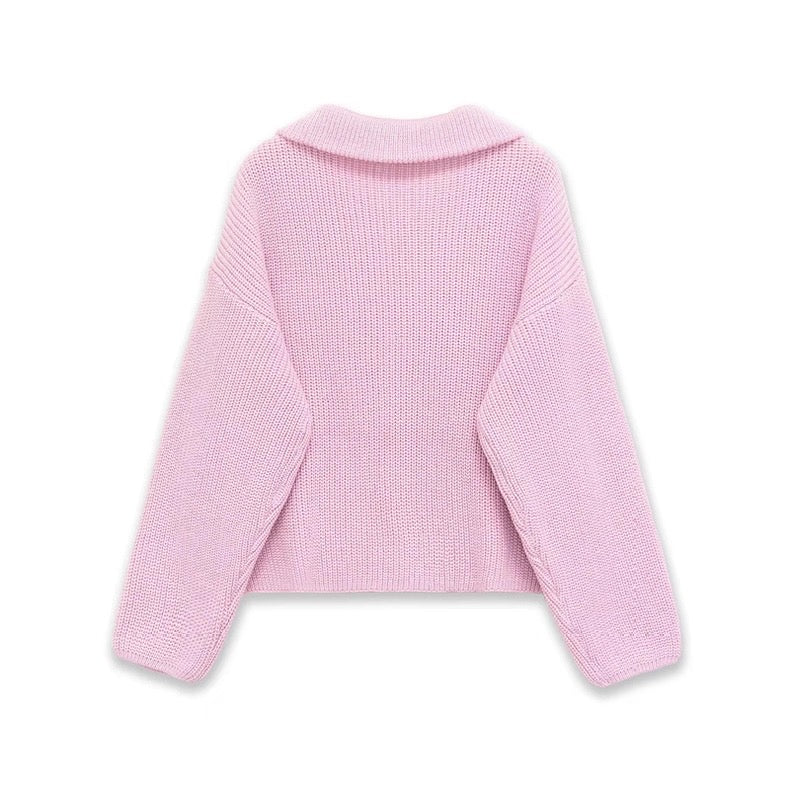 Pink Knit Zip-Up Cardigan /ZARA/