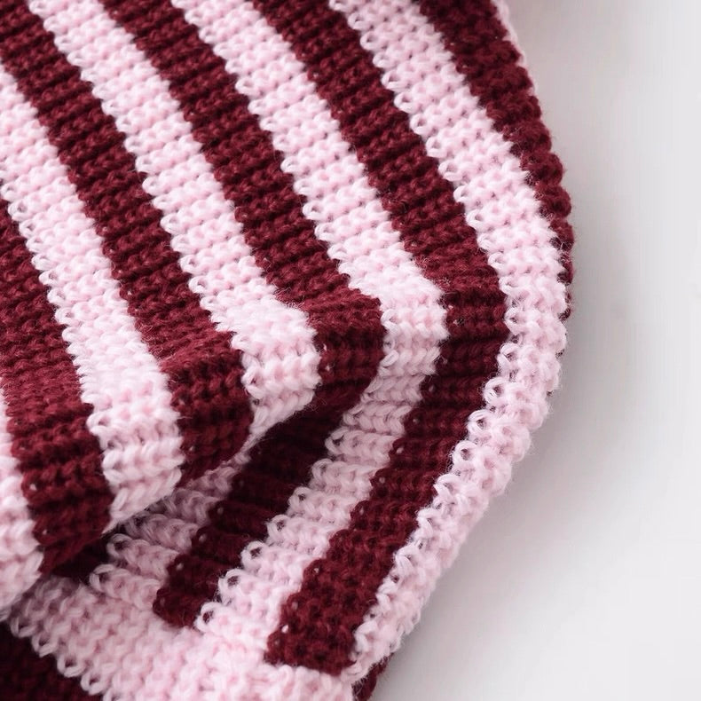Striped Knit Zip-Up Cardigan /ZARA/