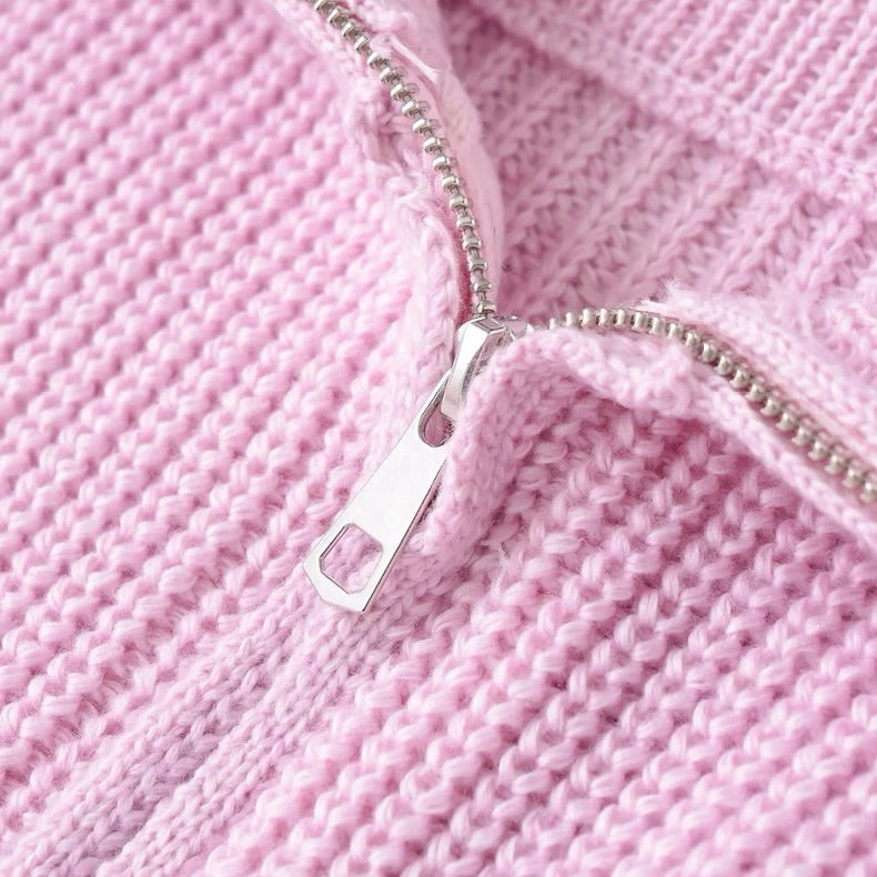 Pink Knit Zip-Up Cardigan /ZARA/