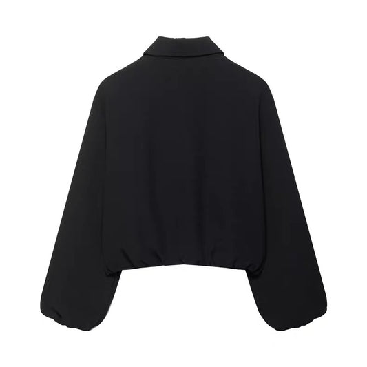 Black Cropped Zip-Up Jacket /ZARA/