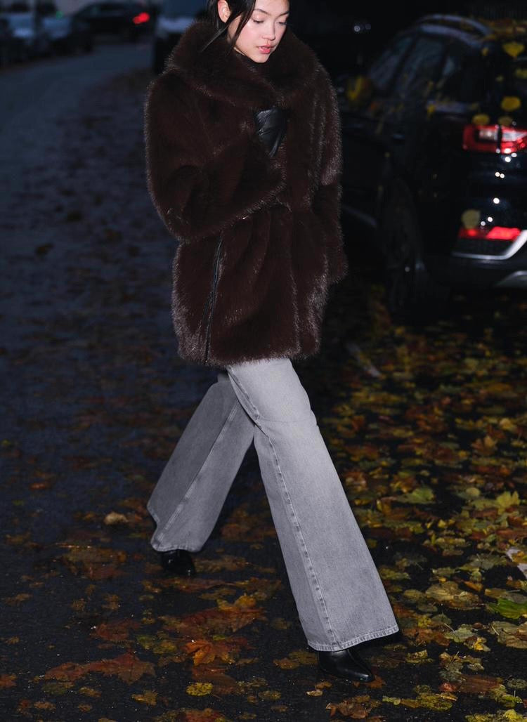 Brown Faux Fur Coat /Бэлэн/