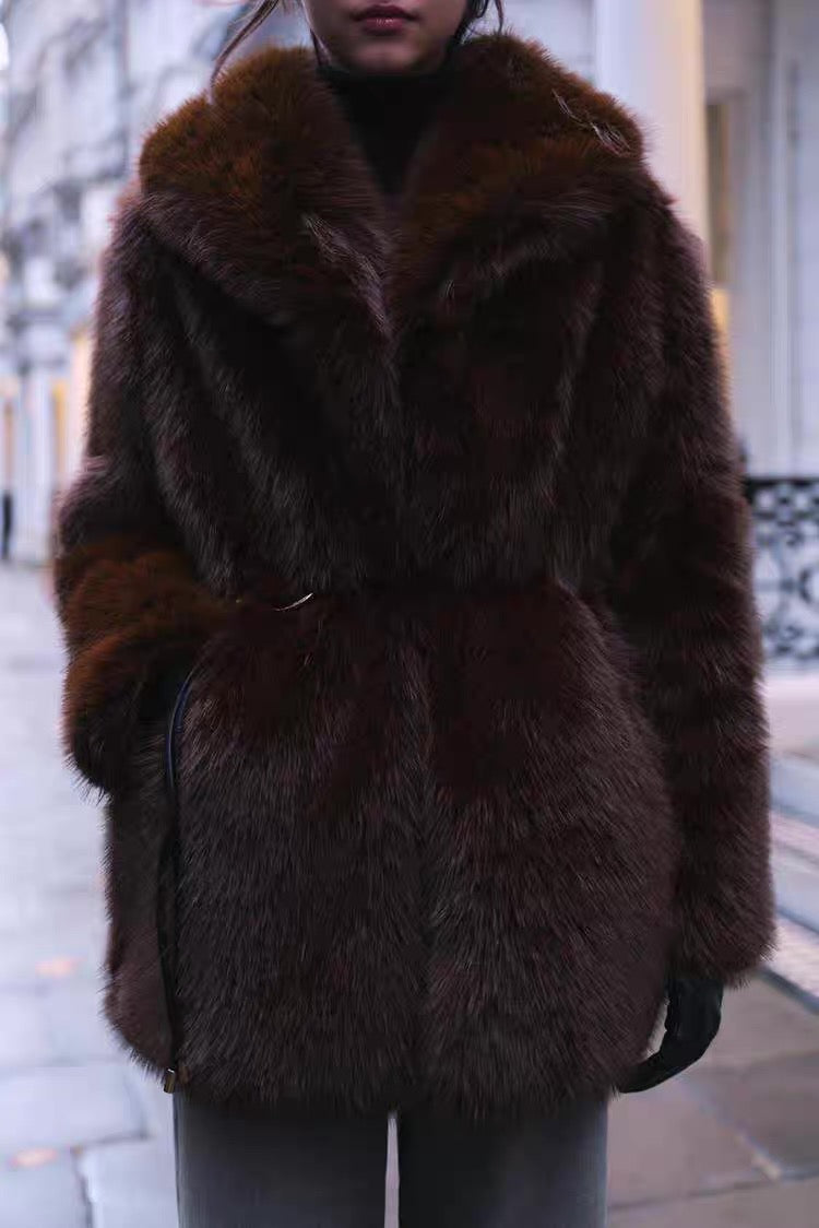 Brown Faux Fur Coat /Бэлэн/