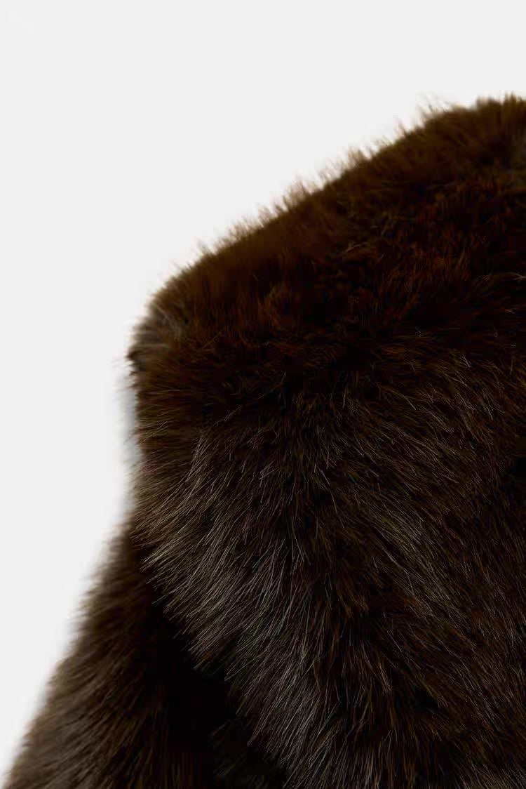 Brown Faux Fur Coat /Бэлэн/