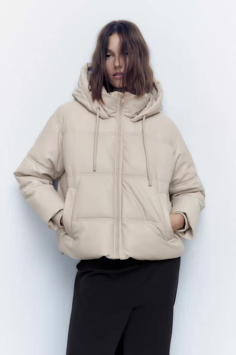 Faux Leather Puffer Jacket /Бэлэн/