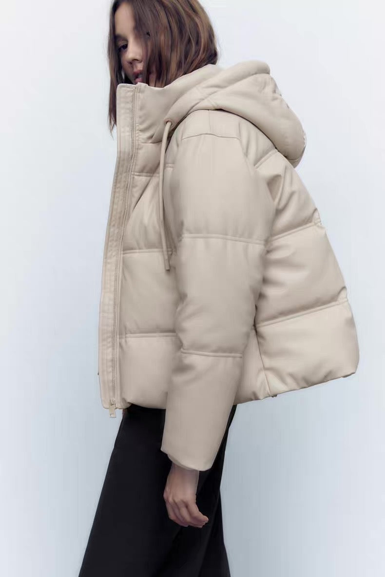 Faux Leather Puffer Jacket /Бэлэн/