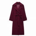 Burgundy Belted Long Coat