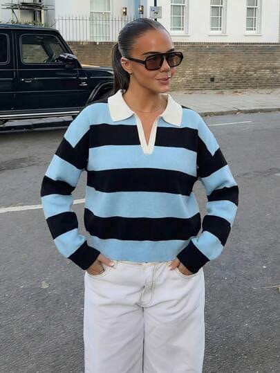 Striped Knit Polo Sweater /ZARA/