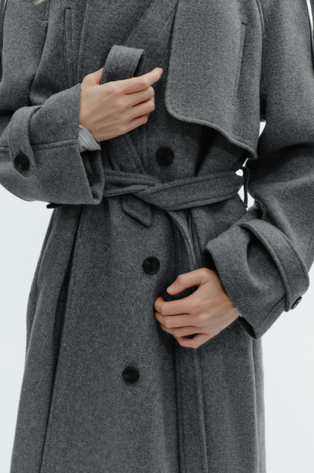 Double-Breasted Belted Coat With Tabs /Бэлэн/