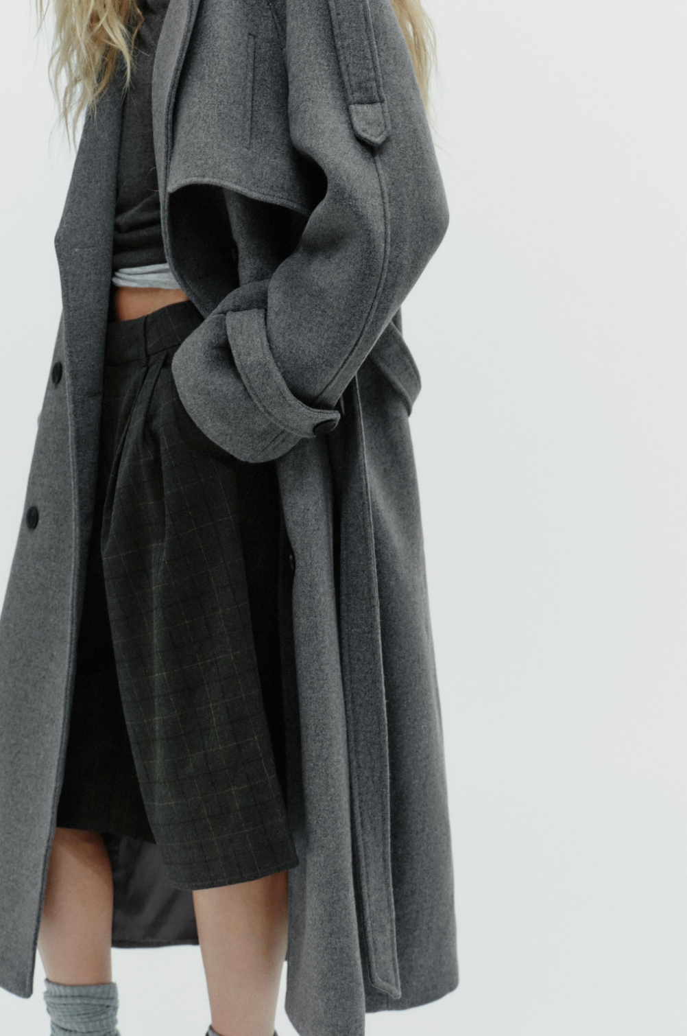 Double-Breasted Belted Coat With Tabs