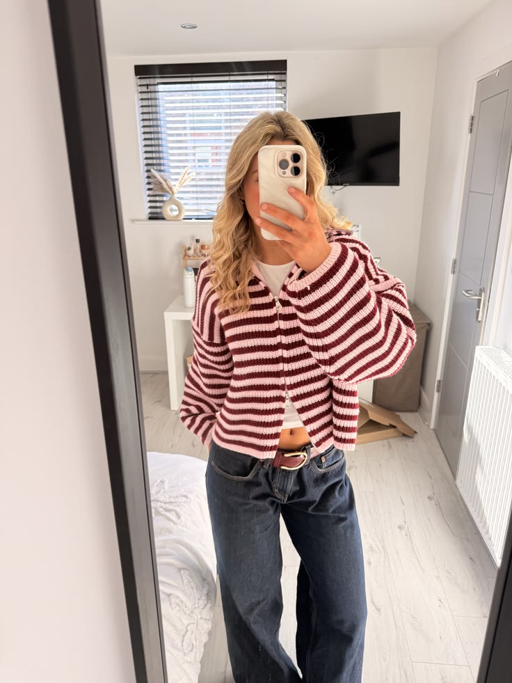 Striped Zip-Up Knit Cardigan /БЭЛЭН/